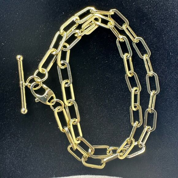 loren stewart x Curateur Jewelry - NEW $200 Loren Stewart CURATEUR Layered Bracelet Toggle 15”Gold Plate Paperclip